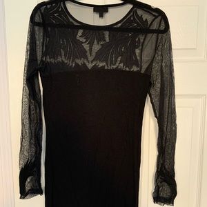 Black mesh bodycon dress